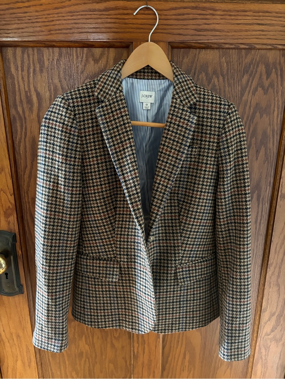 J CREW FACTORY Plaid Wool Blend Schoolboy Blazer Jacket Womens Size 0 Academia